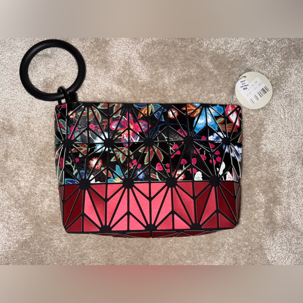 Patrizia Luca Red and Black Geometric Clutch